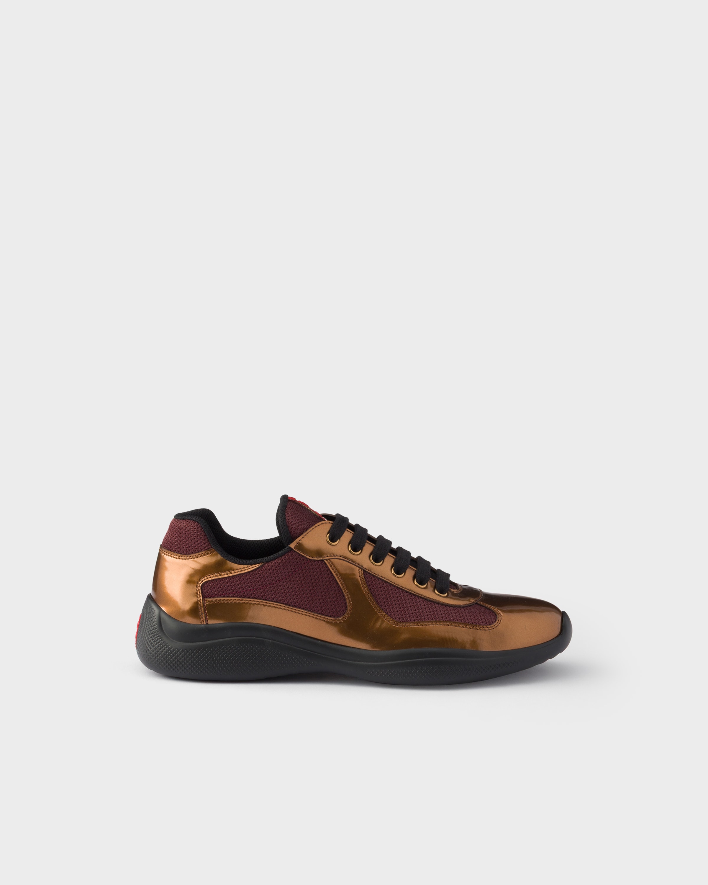 Prada Prada America's Cup metallic leather and bike fabric sneakers