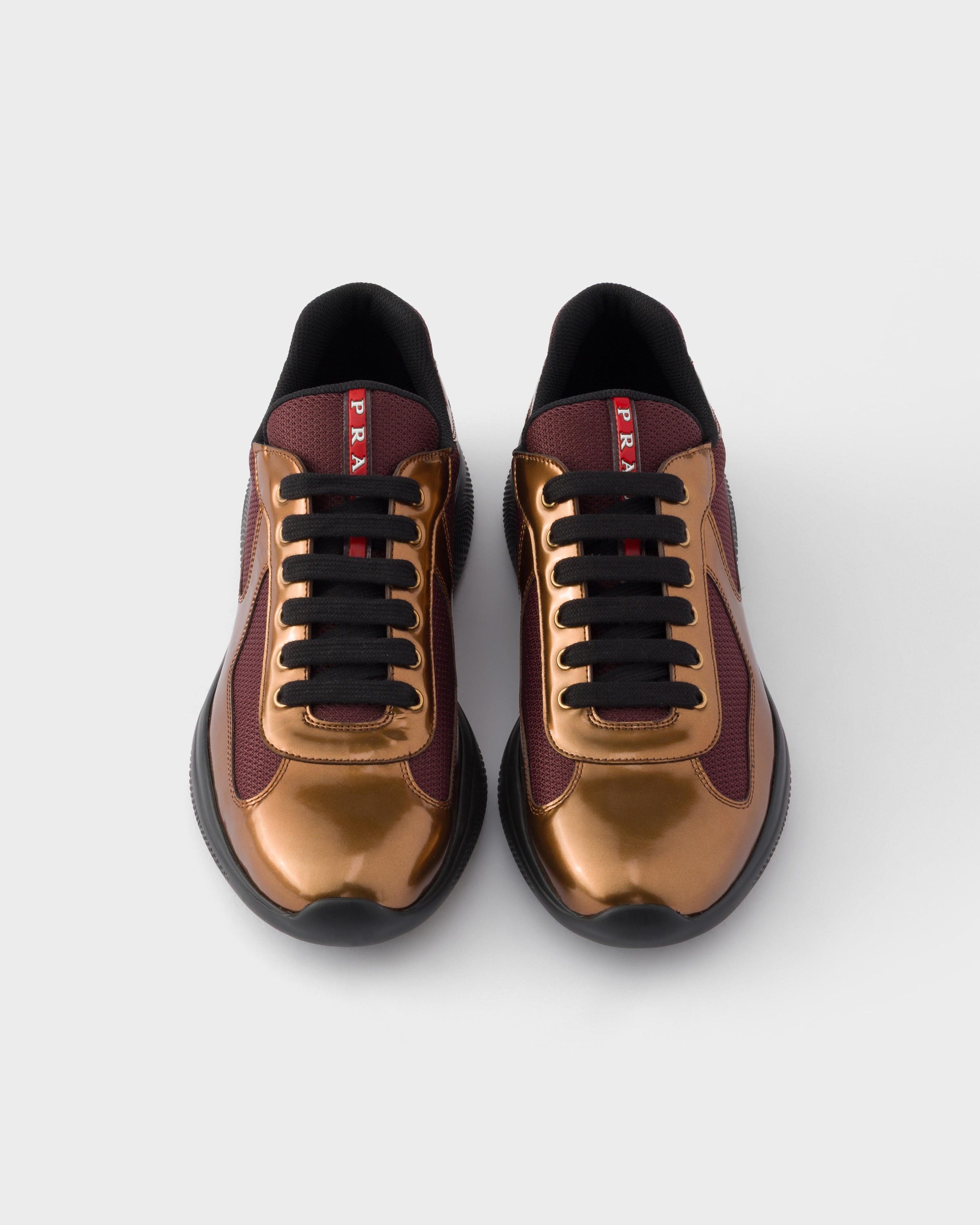 Brass/burgundy Prada America's Cup Metallic Leather And Bike