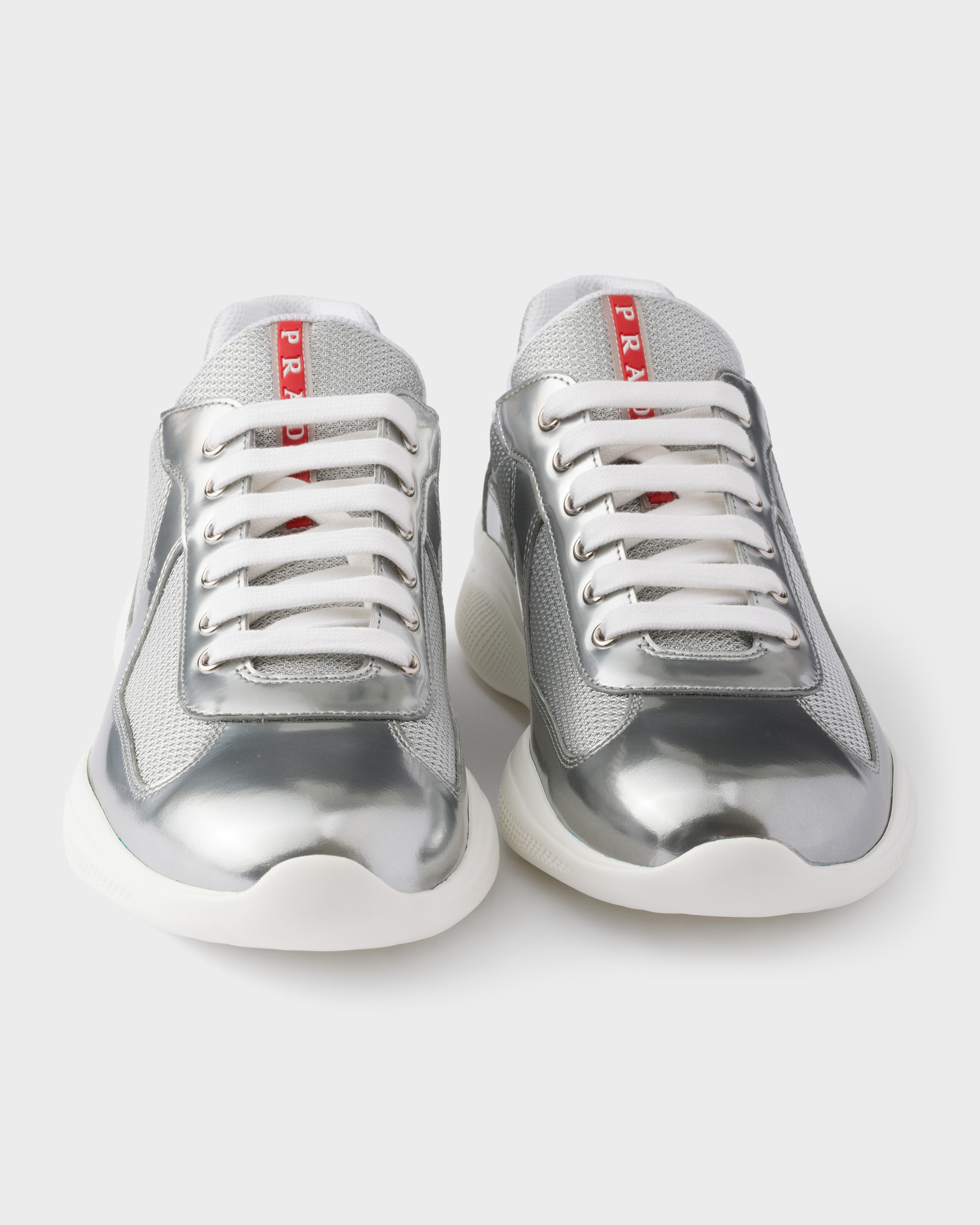 Silver Prada America's Cup Metallic Leather And Bike Fabric