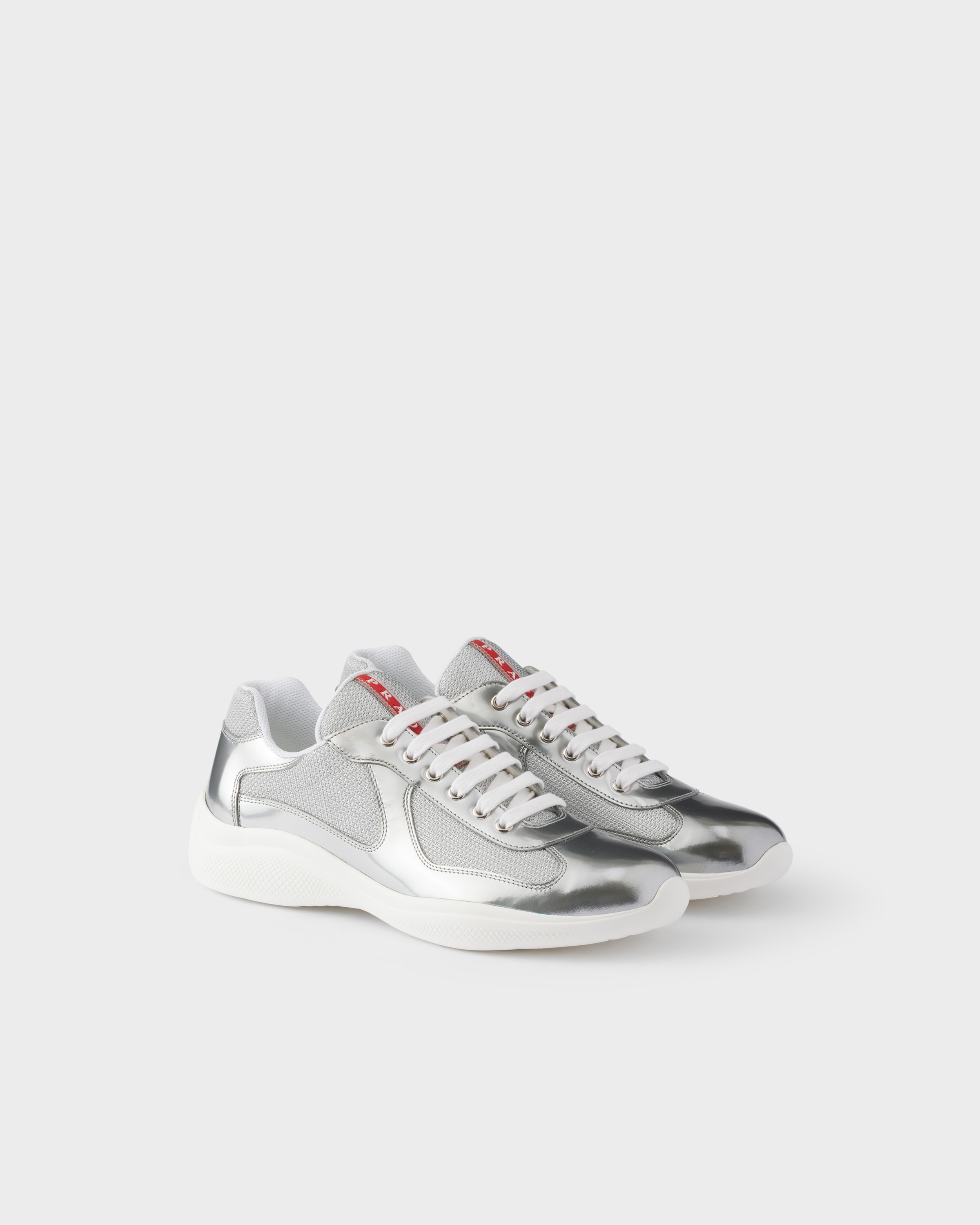 Silver Prada America's Cup Metallic Leather And Bike Fabric