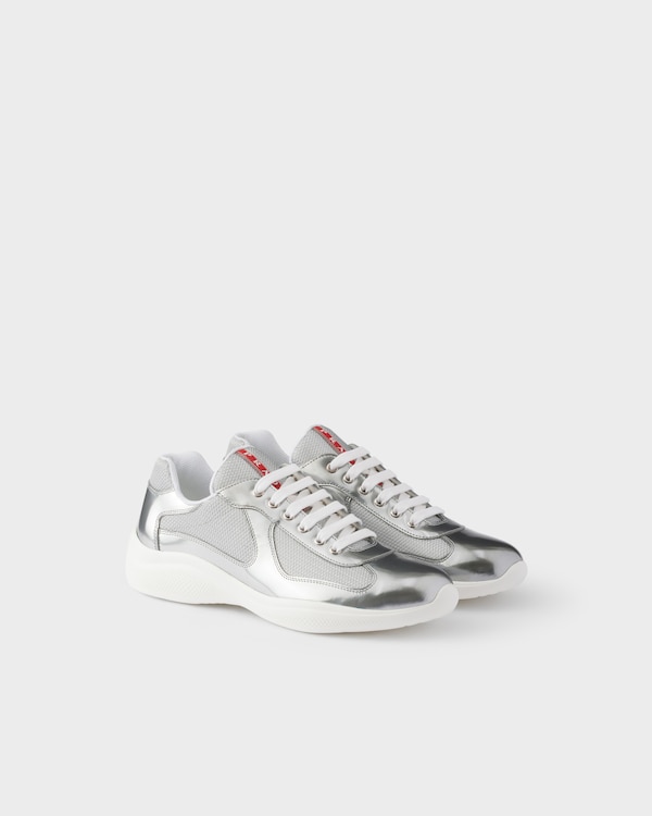 Prada America's Cup metallic leather and bike fabric sneakers - Silver Prada America's Cup metallic leather and bike fabric sneakers - Silver