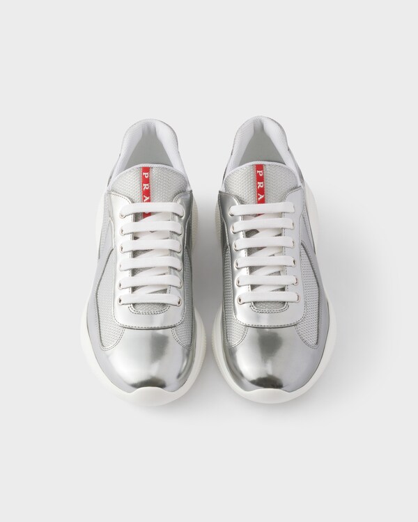 Prada America's Cup metallic leather and bike fabric sneakers - Silver Prada America's Cup metallic leather and bike fabric sneakers - Silver