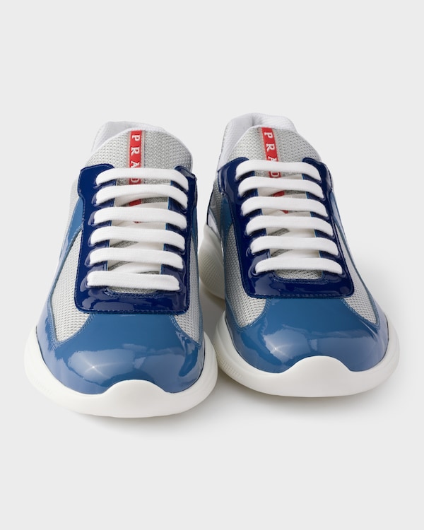 Patent leather and technical fabric Prada America's Cup sneakers - Aviation Blue/Ink Patent leather and technical fabric Prada America's Cup sneakers - Aviation Blue/Ink