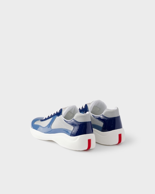 Patent leather and technical fabric Prada America's Cup sneakers - Aviation Blue/Ink Patent leather and technical fabric Prada America's Cup sneakers - Aviation Blue/Ink