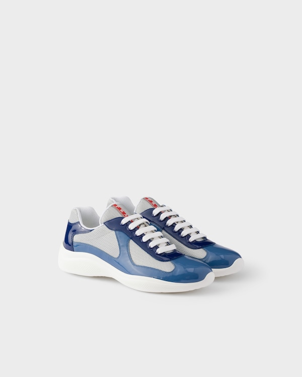 Patent leather and technical fabric Prada America's Cup sneakers - Aviation Blue/Ink Patent leather and technical fabric Prada America's Cup sneakers - Aviation Blue/Ink
