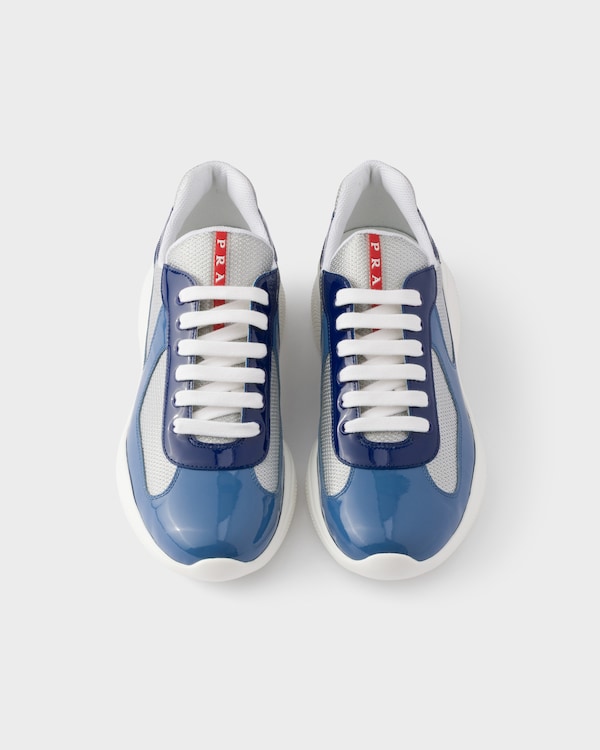 Patent leather and technical fabric Prada America's Cup sneakers - Aviation Blue/Ink Patent leather and technical fabric Prada America's Cup sneakers - Aviation Blue/Ink