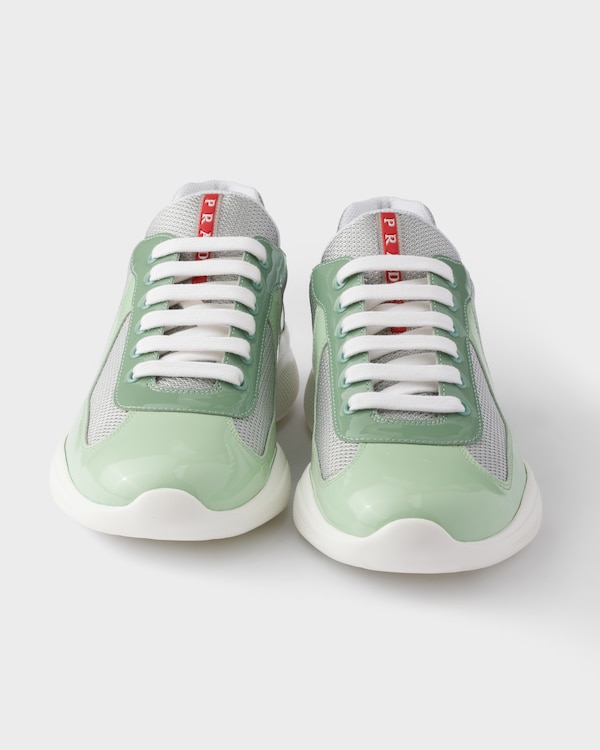 Patent leather and technical fabric Prada America's Cup sneakers - Dew/Sage Patent leather and technical fabric Prada America's Cup sneakers - Dew/Sage