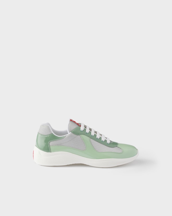 Patent leather and technical fabric Prada America's Cup sneakers - Dew/Sage Patent leather and technical fabric Prada America's Cup sneakers - Dew/Sage