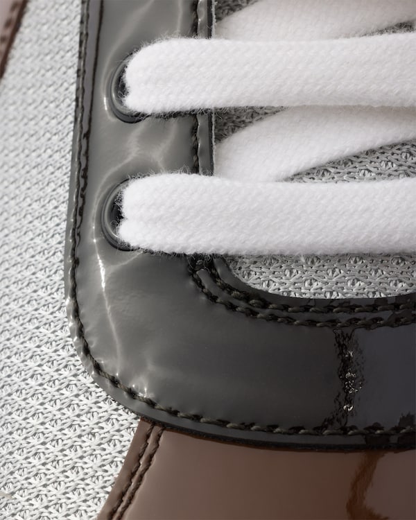 Patent leather and technical fabric Prada America's Cup sneakers - Rosewood/Ebony Patent leather and technical fabric Prada America's Cup sneakers - Rosewood/Ebony