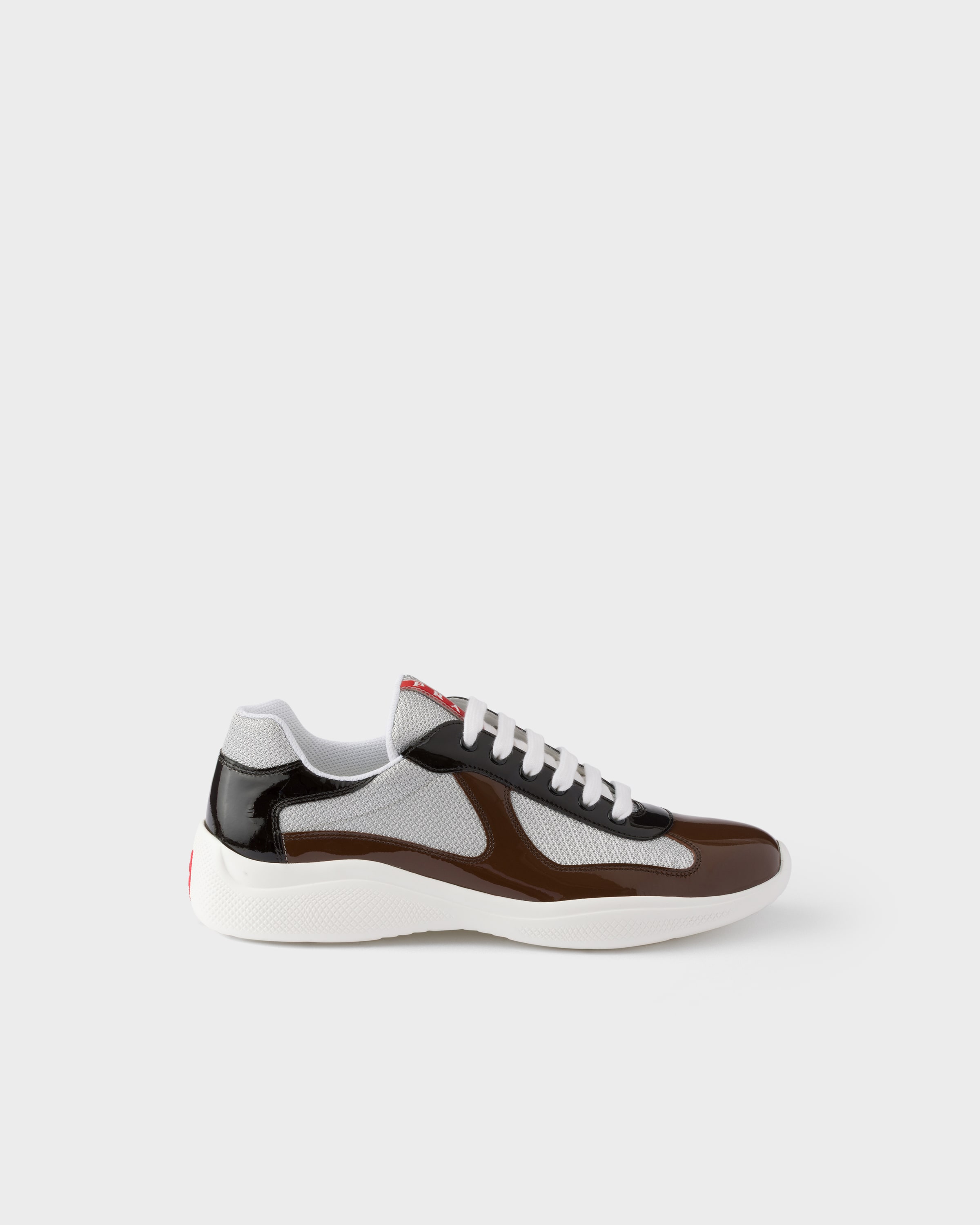 Rosewood/ebony Patent Leather And Technical Fabric Prada America's