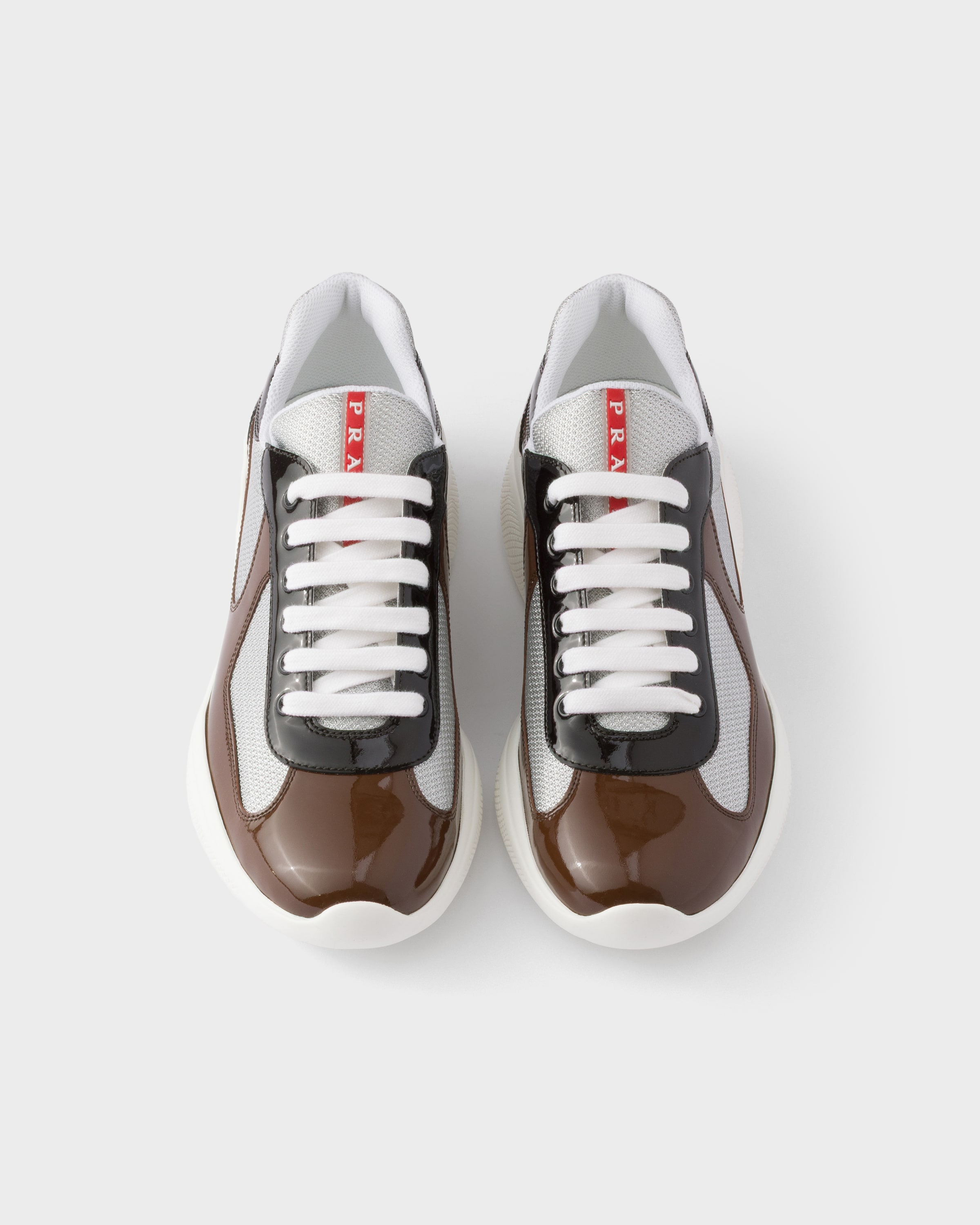 Rosewood/ebony Patent Leather And Technical Fabric Prada America's