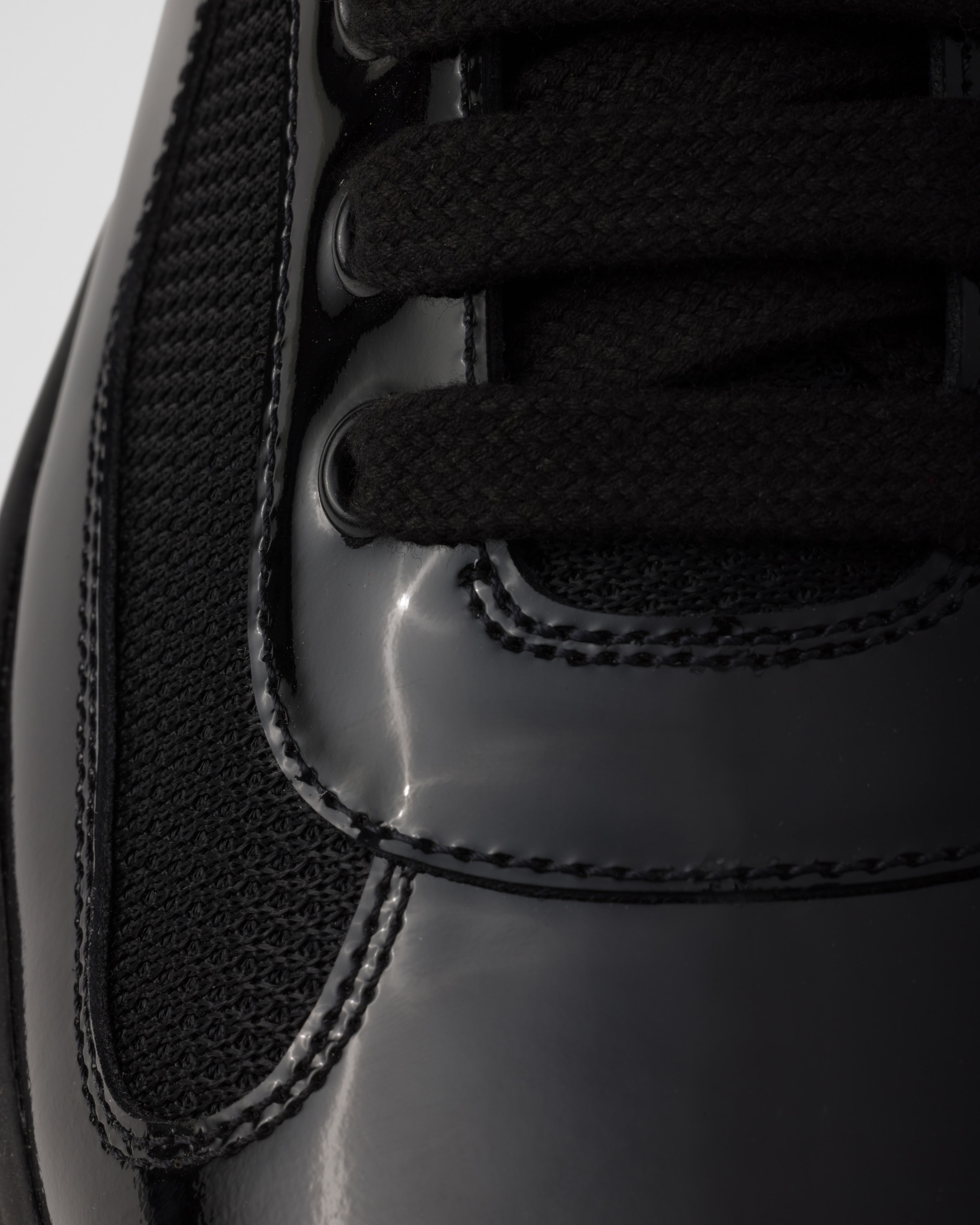 Black Patent leather and technical fabric Prada America