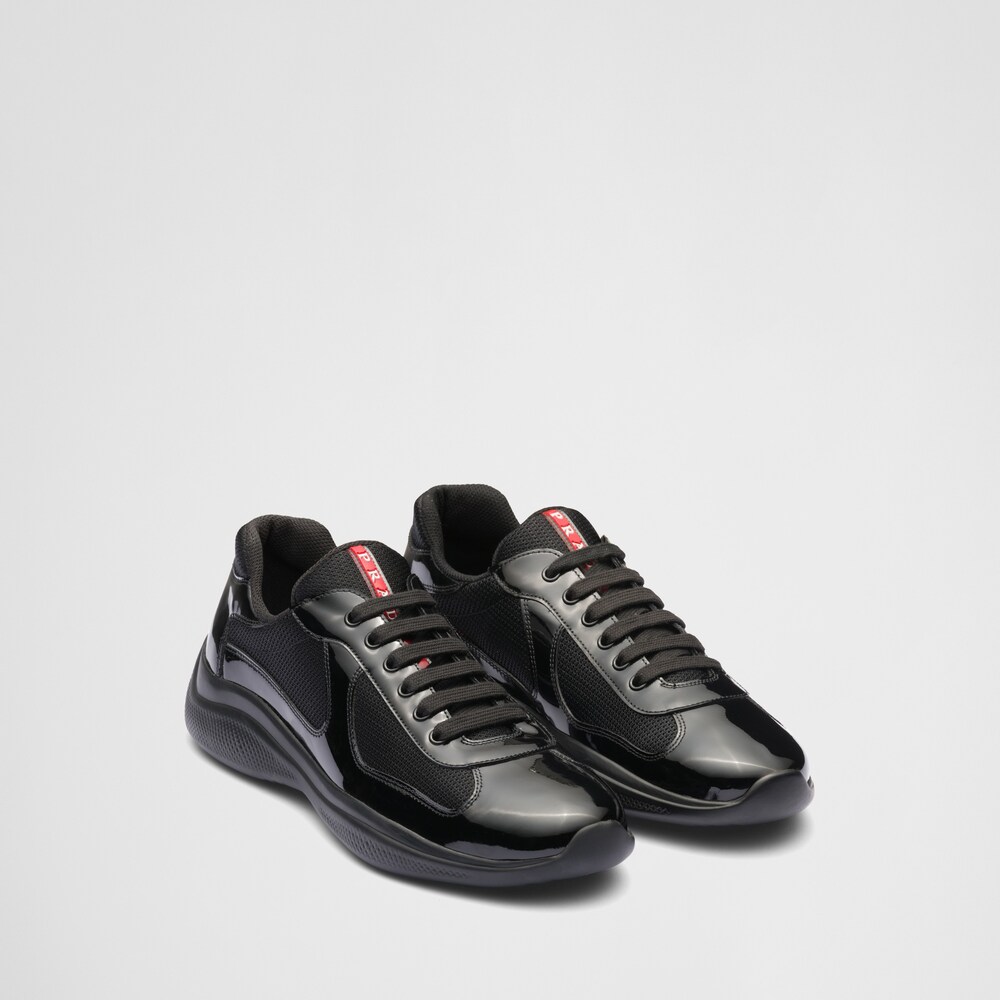 Prada Prada America’s Cup漆面皮革和织物面料运动鞋 1