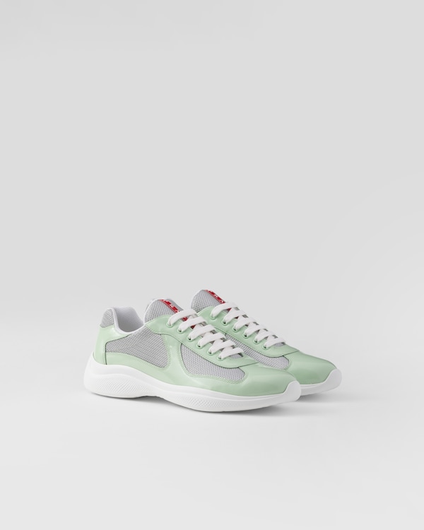 Dew/Silver Patent leather and technical fabric Prada