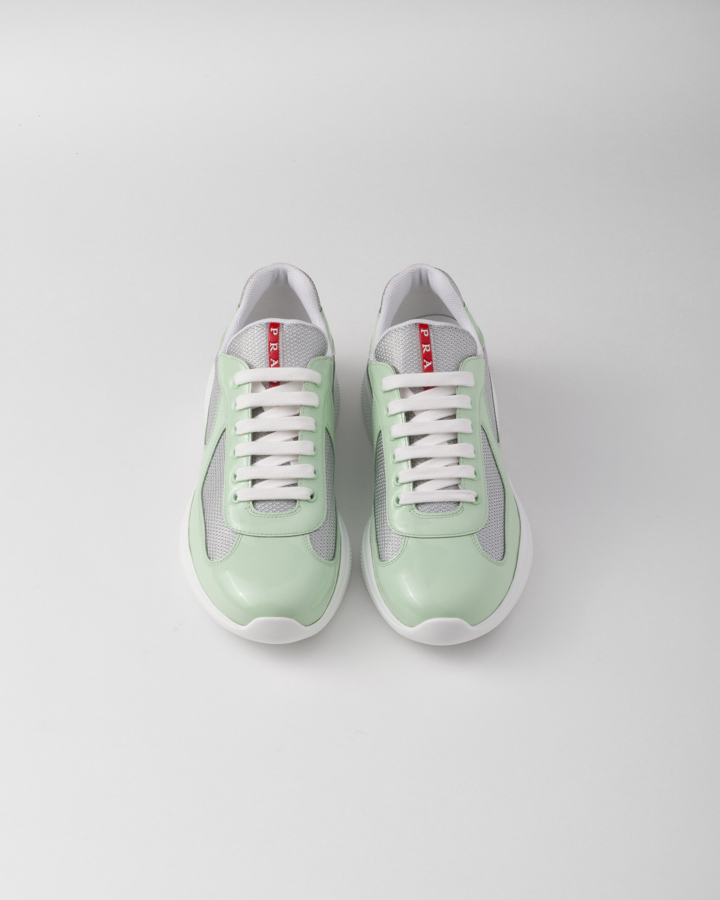 Dew/Silver Patent leather and technical fabric Prada