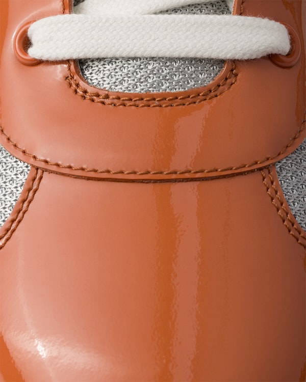 Patent leather and technical fabric Prada America's Cup sneakers - Medlar/Silver Patent leather and technical fabric Prada America's Cup sneakers - Medlar/Silver