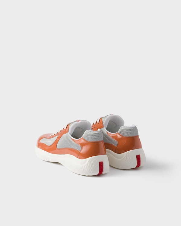 Patent leather and technical fabric Prada America's Cup sneakers - Medlar/Silver Patent leather and technical fabric Prada America's Cup sneakers - Medlar/Silver