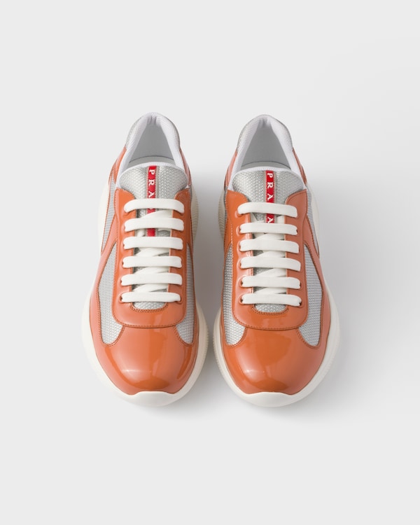 Patent leather and technical fabric Prada America's Cup sneakers - Medlar/Silver Patent leather and technical fabric Prada America's Cup sneakers - Medlar/Silver