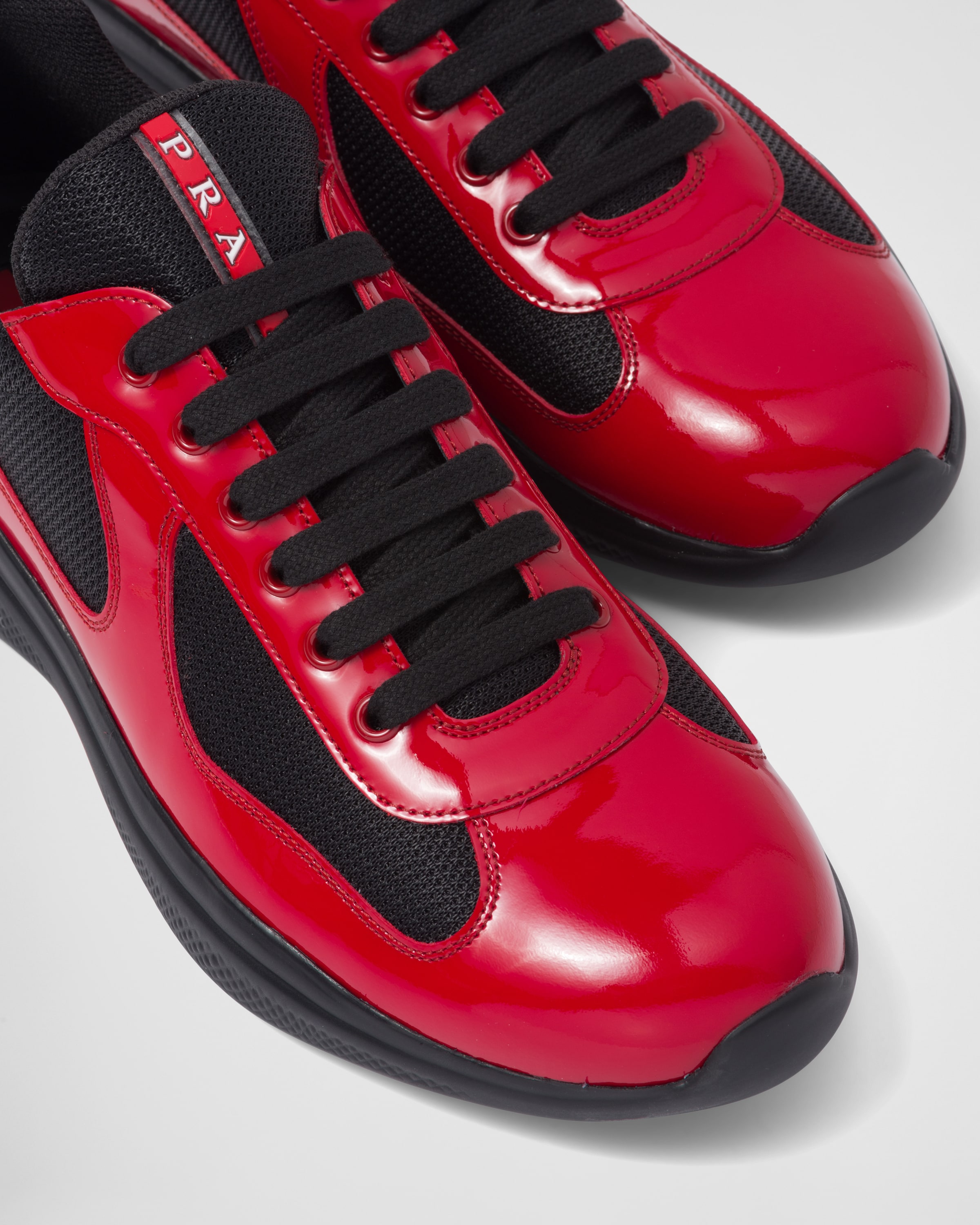 Patent leather and technical fabric Prada America s Cup sneakers