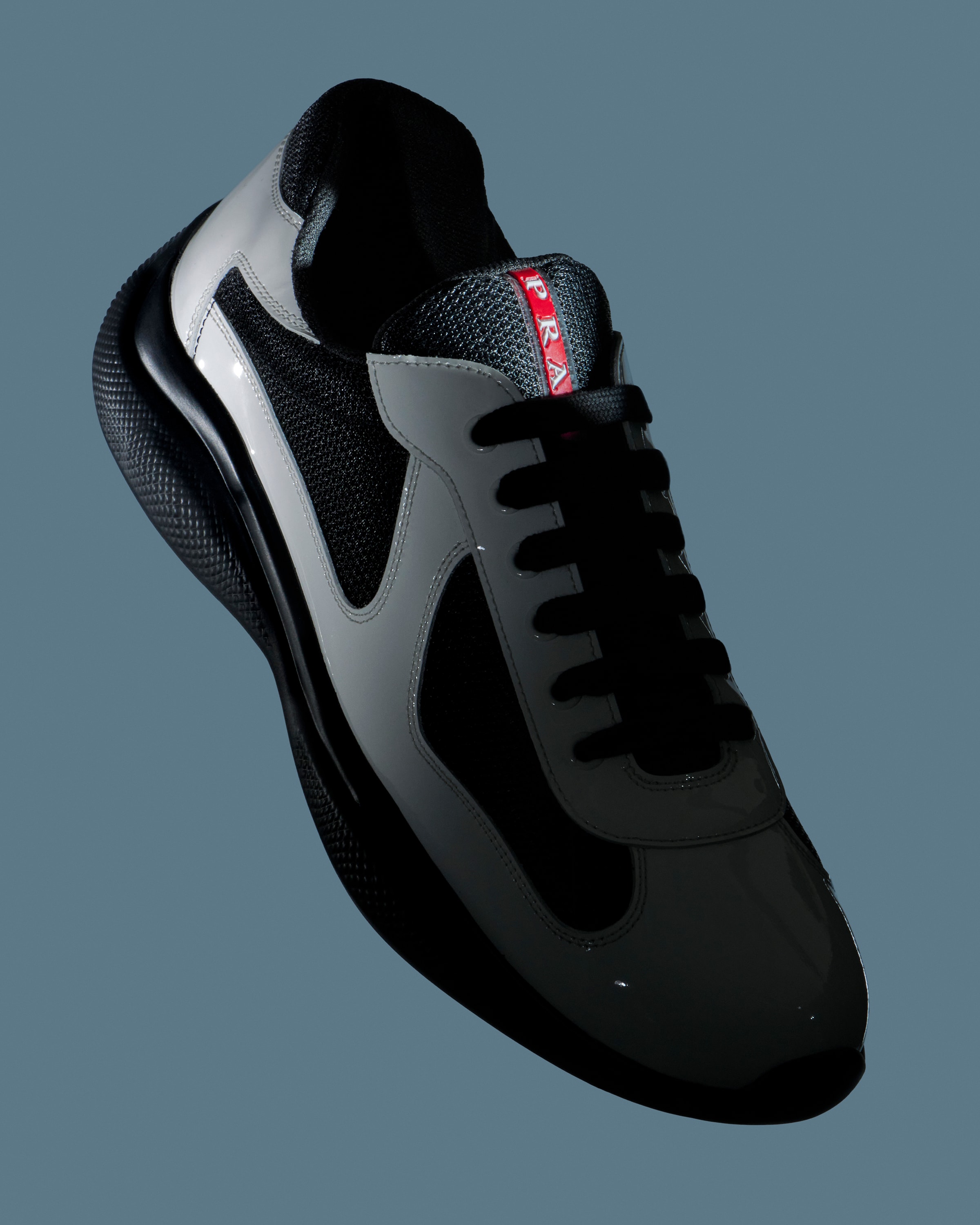 Patent leather and technical fabric Prada America s Cup sneakers