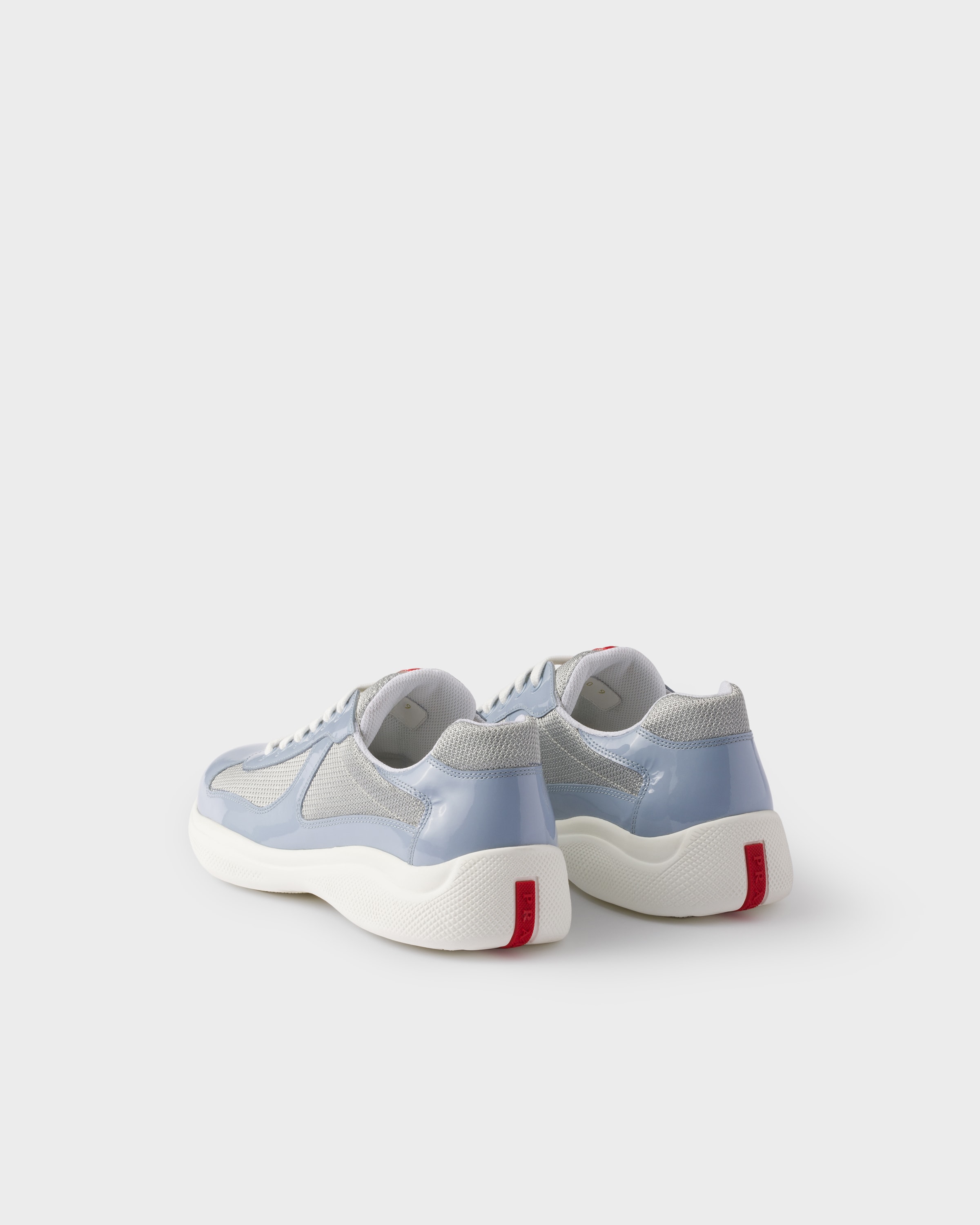 PRADA｜SNEAKERS (4E3400 ASZ F0FJT) Astral Blue/Silver Patent leather and technical fabric Prada