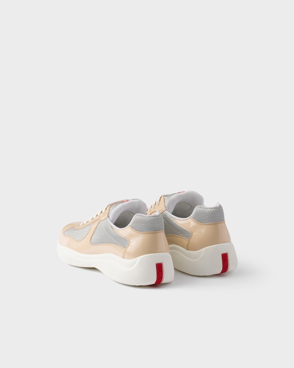 Patent leather and technical fabric Prada America's Cup sneakers - Quartz/Silver Patent leather and technical fabric Prada America's Cup sneakers - Quartz/Silver