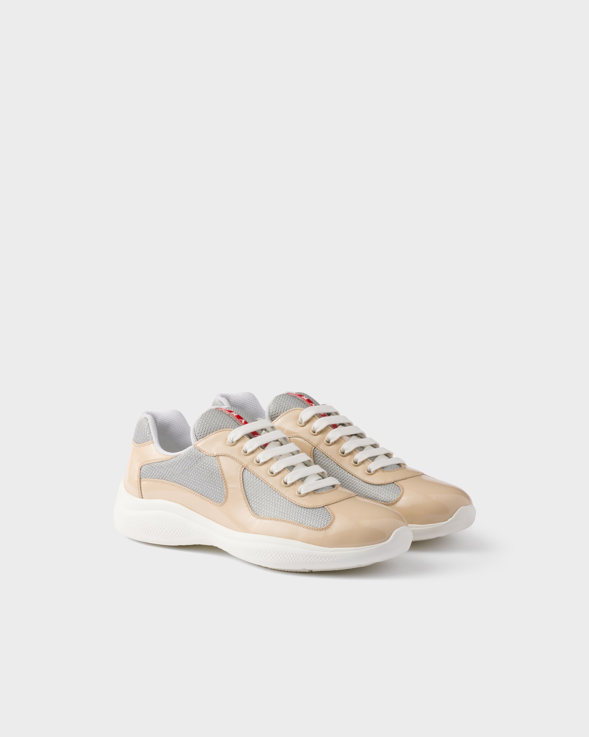 Quartz/Silver Patent leather and technical fabric Prada