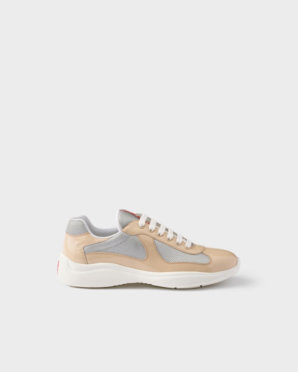 Patent leather and technical fabric Prada America's Cup sneakers - Quartz/Silver Patent leather and technical fabric Prada America's Cup sneakers - Quartz/Silver