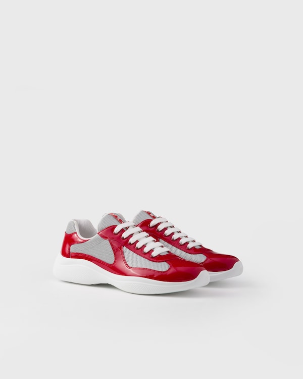 Red/Silver Patent leather and technical fabric Prada