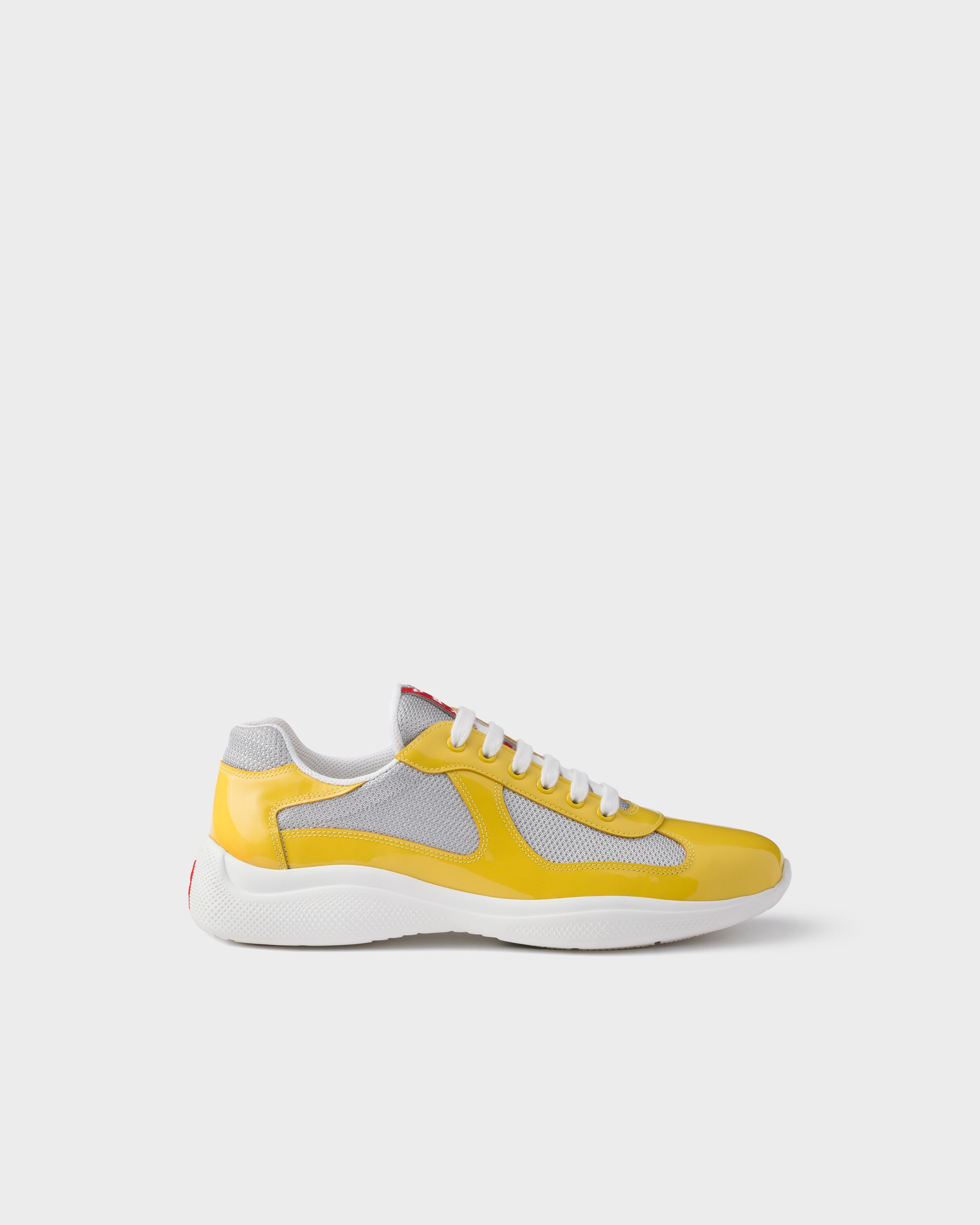 Sneakers Prada America's Cup In Vernice E Tessuto Bike, Uomo, Sole/argento, Taglia 9