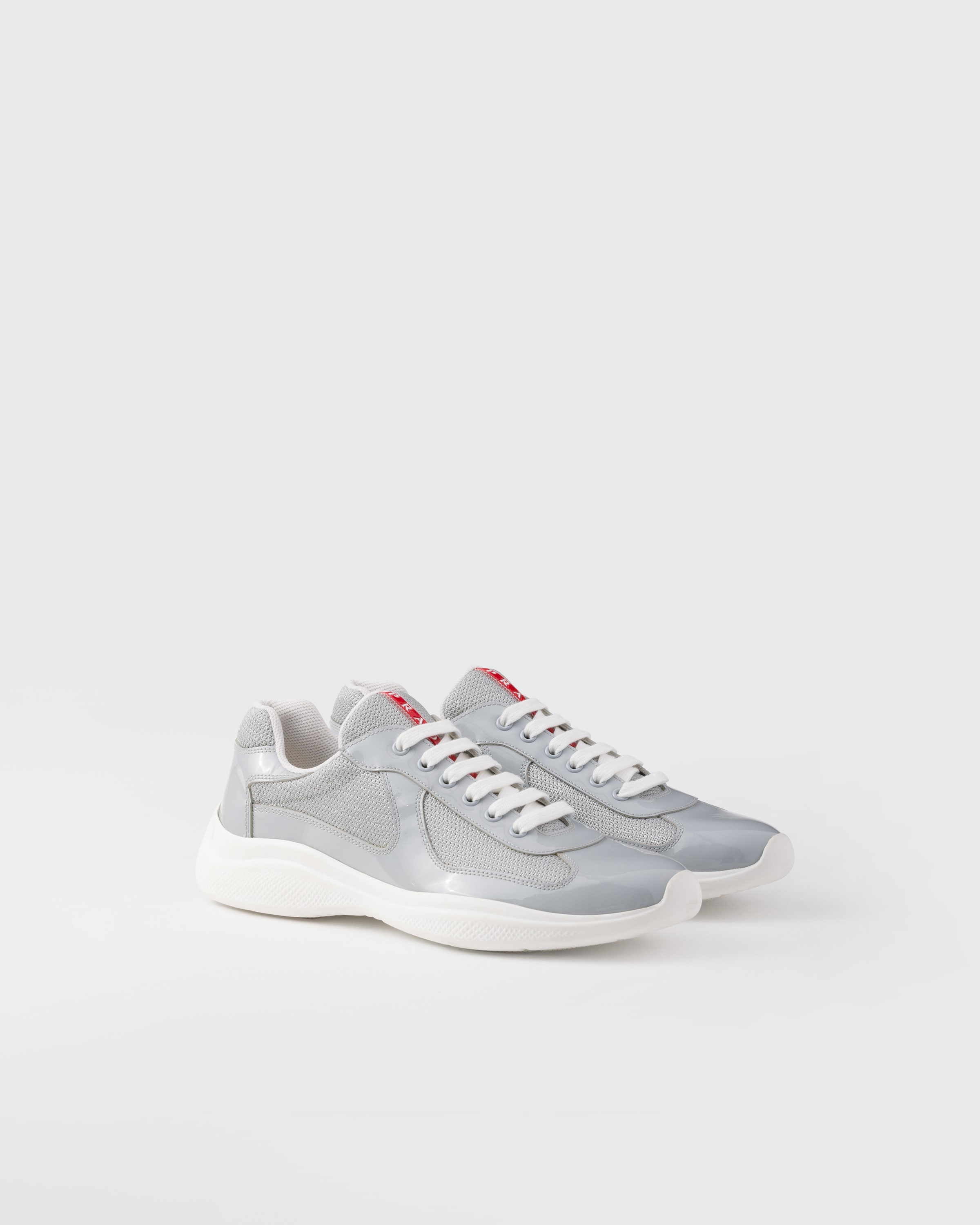 Pearl Silver Patent Leather And Technical Fabric Prada America s Cup Sneakers PRADA