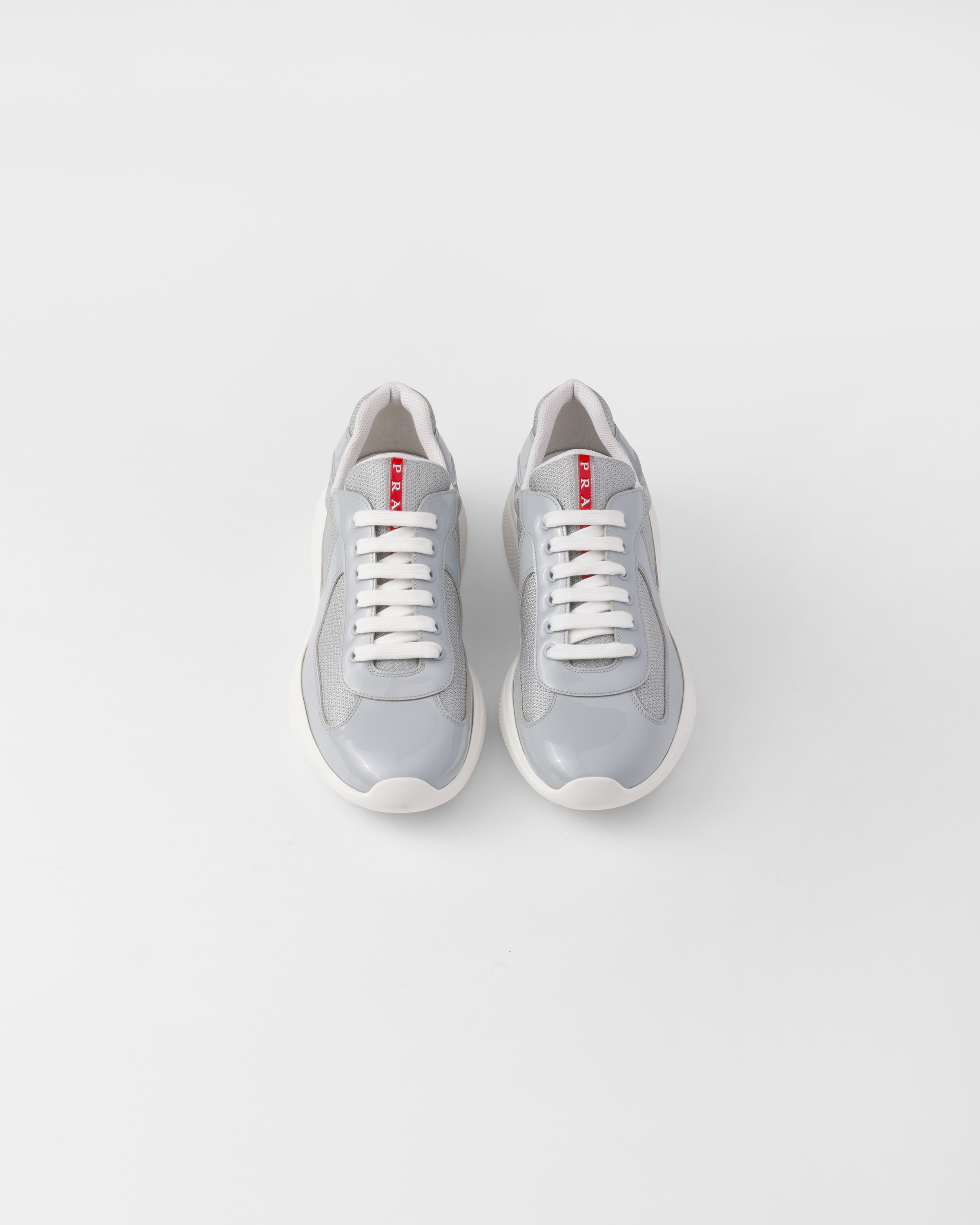 Pearl Silver Patent Leather And Technical Fabric Prada America s Cup Sneakers PRADA