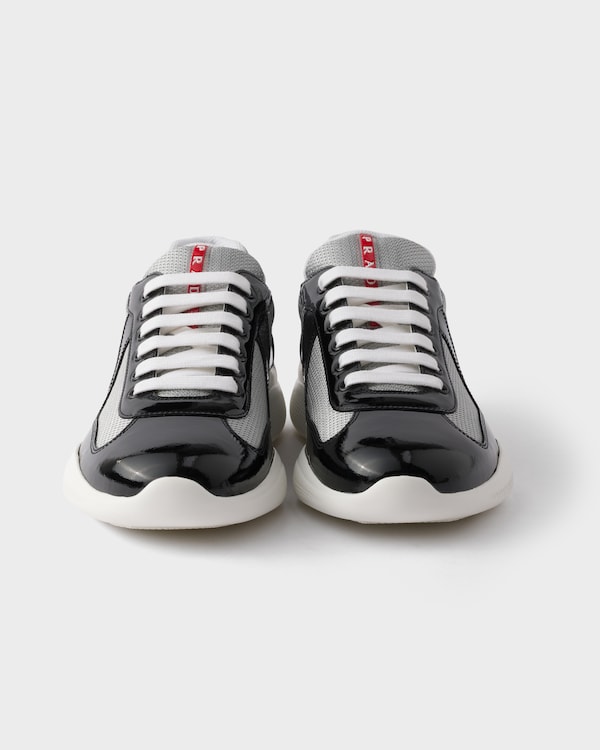 Patent leather and technical fabric Prada America's Cup sneakers - Black/Silver Patent leather and technical fabric Prada America's Cup sneakers - Black/Silver