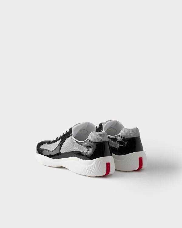Patent leather and technical fabric Prada America's Cup sneakers - Black/Silver Patent leather and technical fabric Prada America's Cup sneakers - Black/Silver