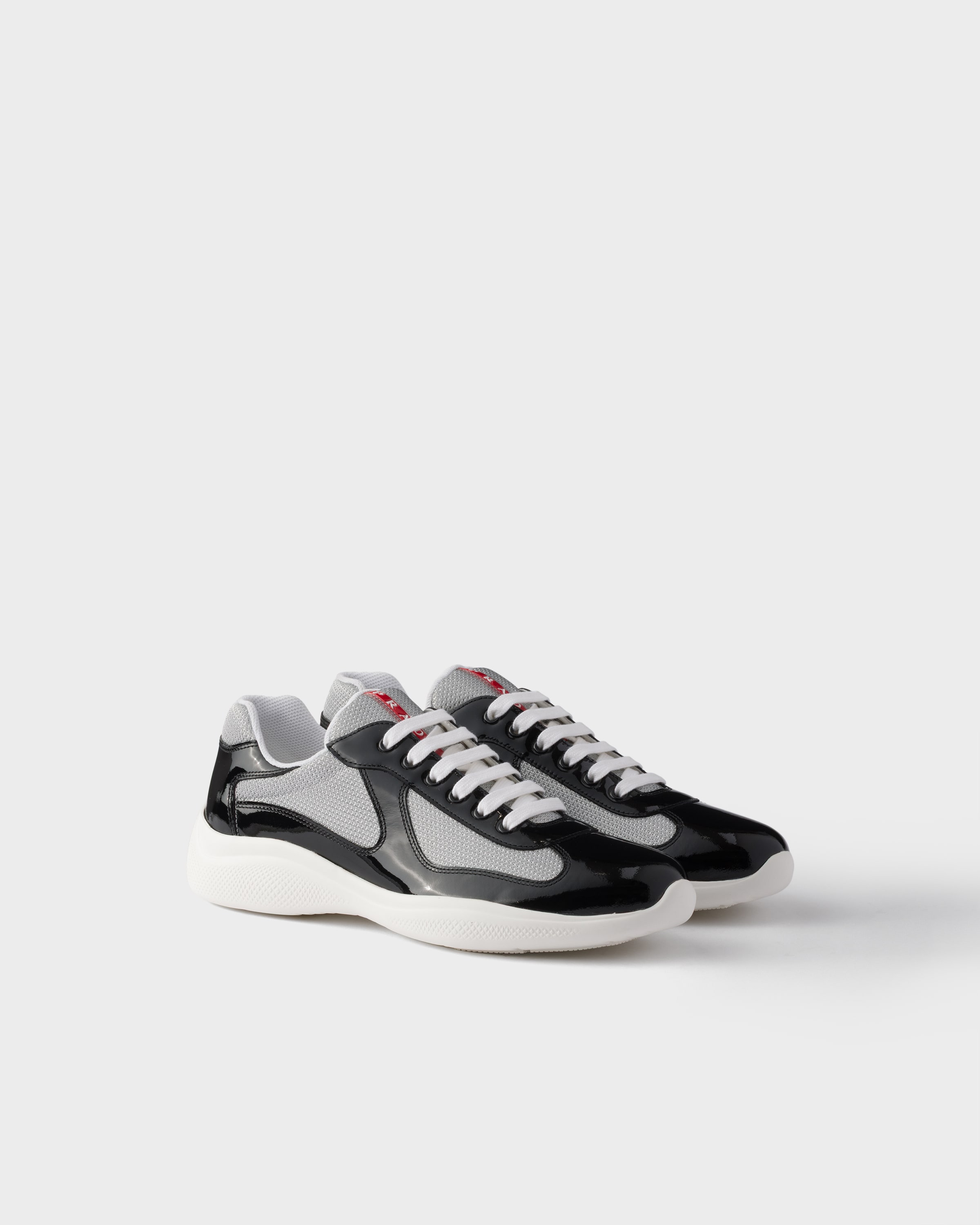 Prada Patent Leather And Technical Fabric  America's Cup Sneakers In Black