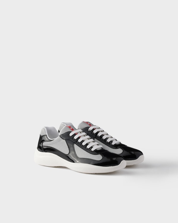 Patent leather and technical fabric Prada America's Cup sneakers - Black/Silver Patent leather and technical fabric Prada America's Cup sneakers - Black/Silver