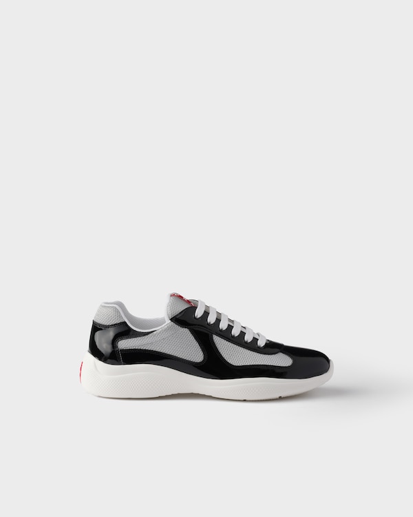 Patent leather and technical fabric Prada America's Cup sneakers - Black/Silver Patent leather and technical fabric Prada America's Cup sneakers - Black/Silver