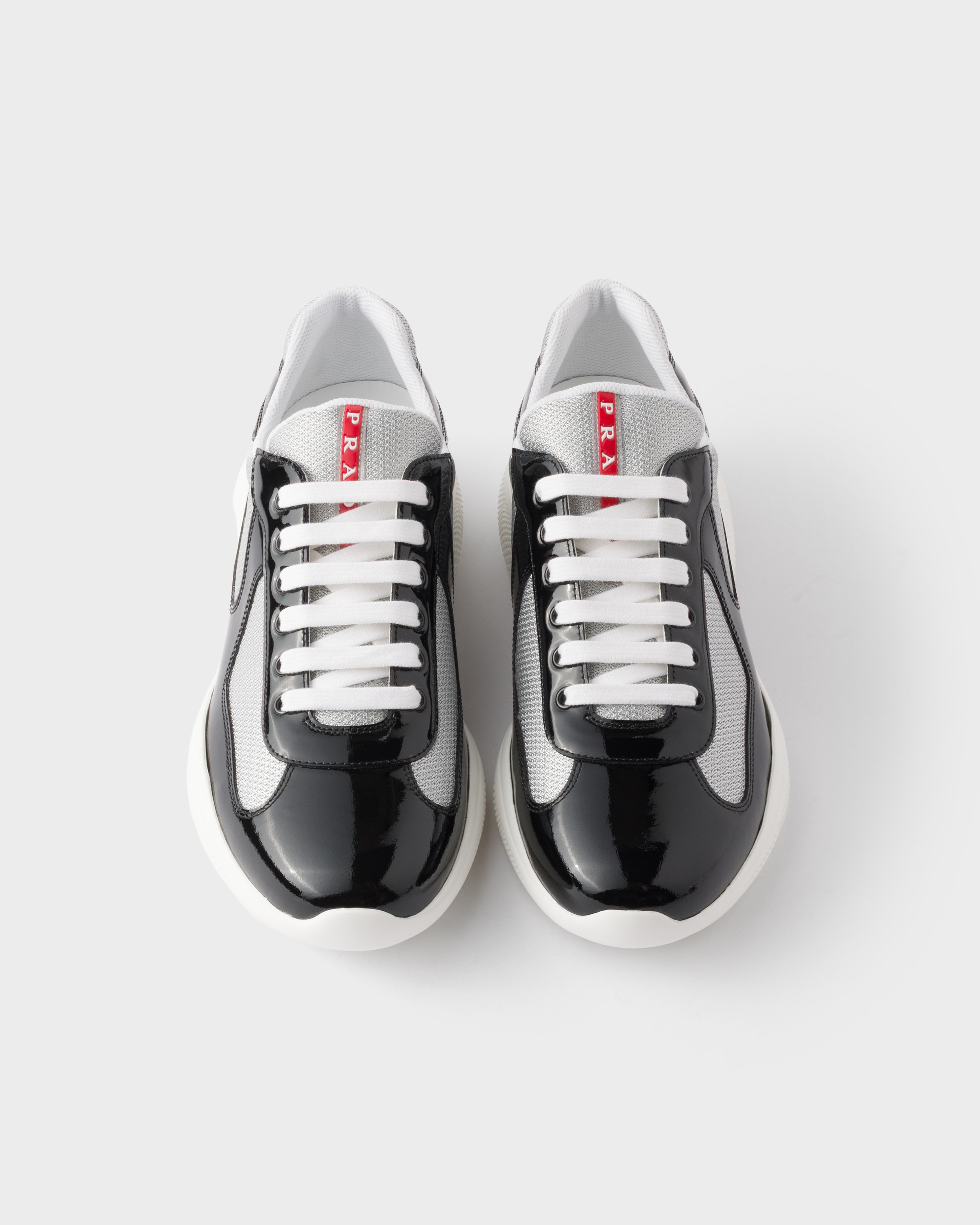 Prada Patent Leather And Technical Fabric  America's Cup Sneakers In Black