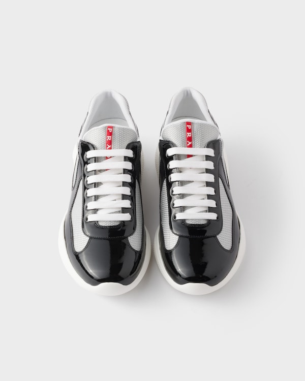 Patent leather and technical fabric Prada America's Cup sneakers - Black/Silver Patent leather and technical fabric Prada America's Cup sneakers - Black/Silver