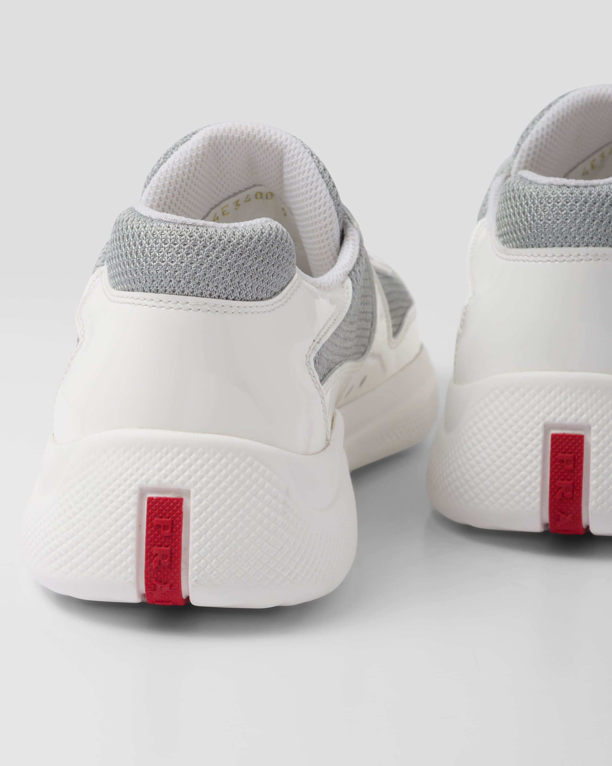 White silver Patent Leather And Technical Fabric Prada America s Cup Sneakers PRADA