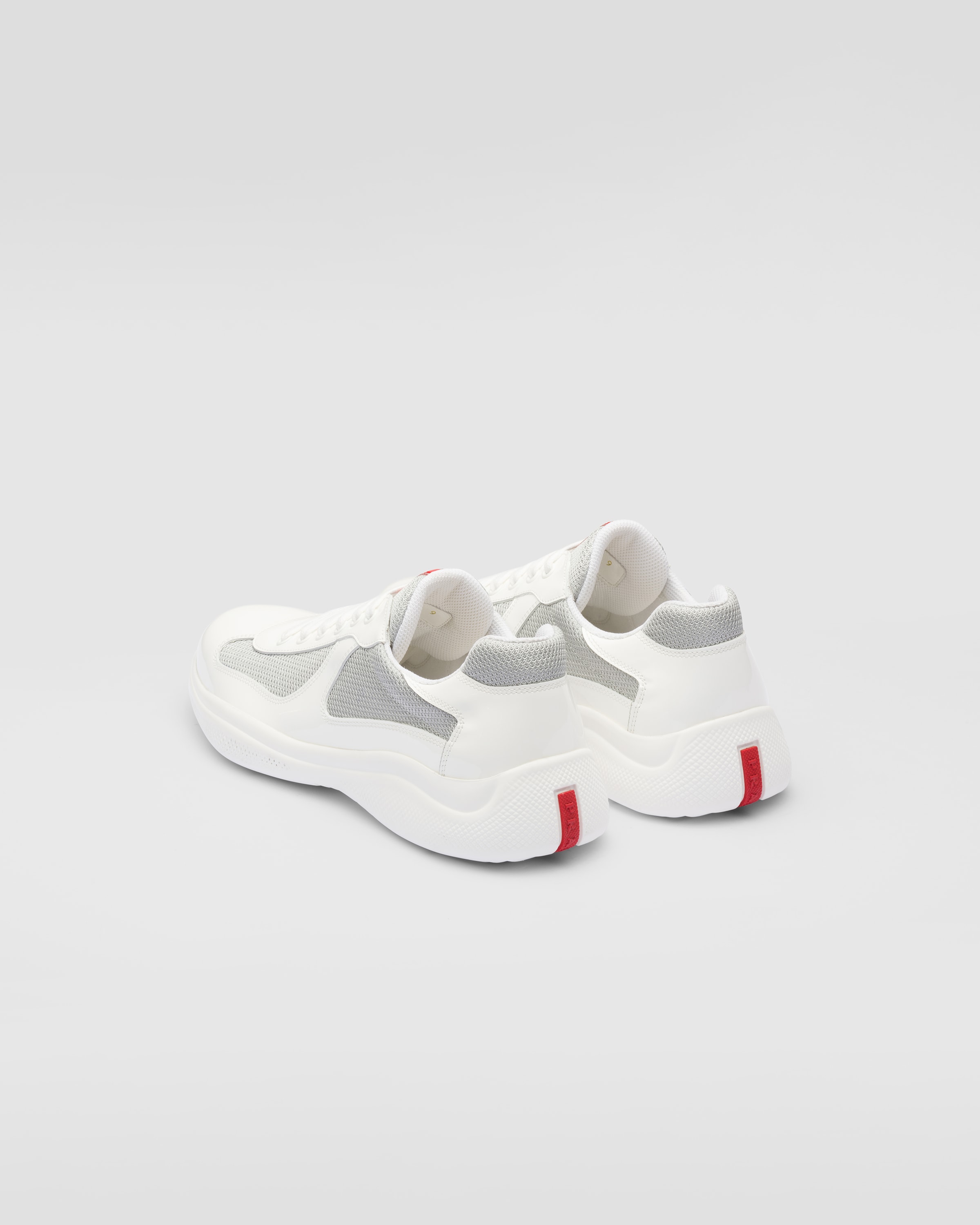White silver Patent Leather And Technical Fabric Prada America s Cup Sneakers PRADA
