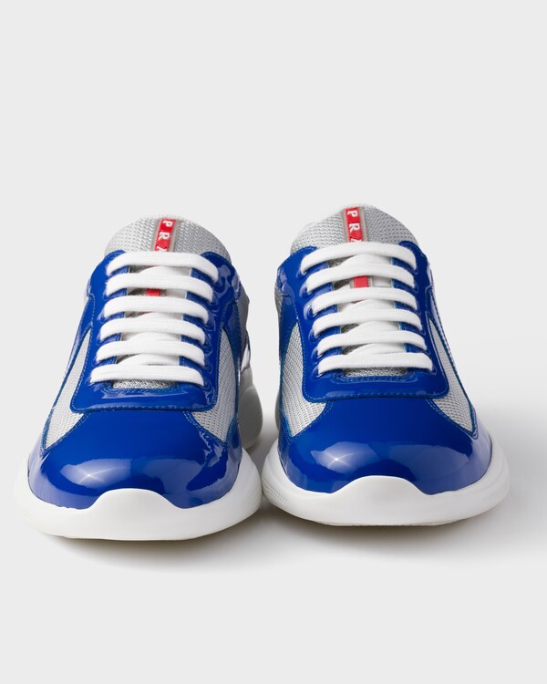 Patent leather and technical fabric Prada America's Cup sneakers - Cobalt Blue/Silver Patent leather and technical fabric Prada America's Cup sneakers - Cobalt Blue/Silver