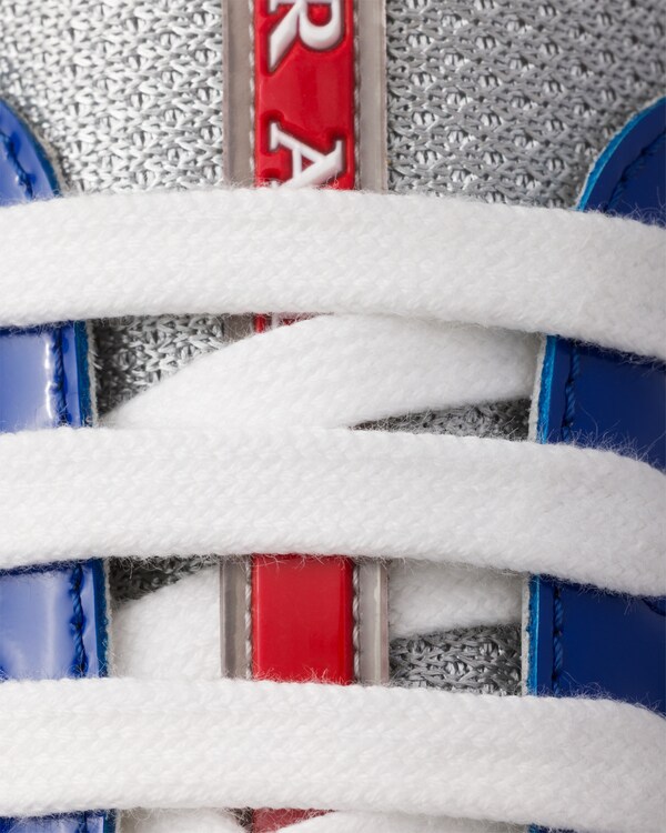 Patent leather and technical fabric Prada America's Cup sneakers - Cobalt Blue/Silver Patent leather and technical fabric Prada America's Cup sneakers - Cobalt Blue/Silver