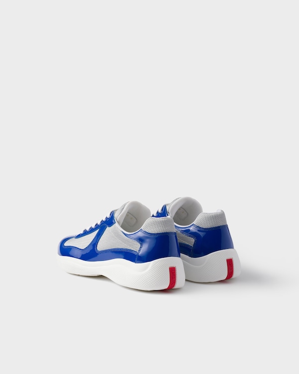 Patent leather and technical fabric Prada America's Cup sneakers - Cobalt Blue/Silver Patent leather and technical fabric Prada America's Cup sneakers - Cobalt Blue/Silver