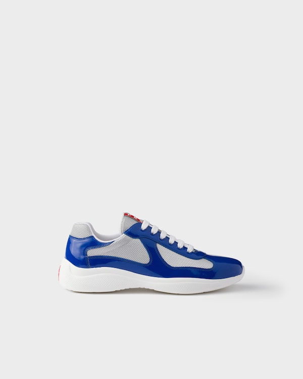 Patent leather and technical fabric Prada America's Cup sneakers - Cobalt Blue/Silver Patent leather and technical fabric Prada America's Cup sneakers - Cobalt Blue/Silver