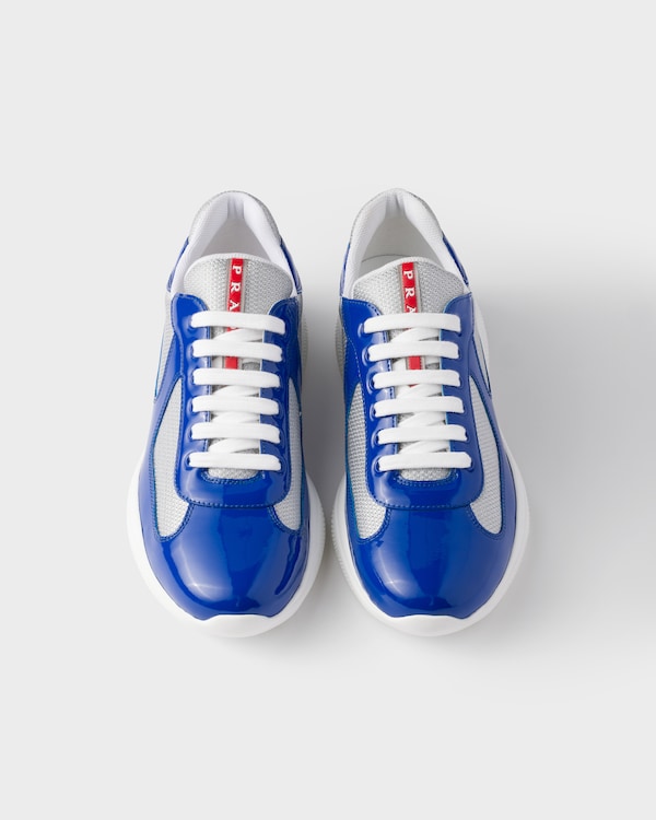 Patent leather and technical fabric Prada America's Cup sneakers - Cobalt Blue/Silver Patent leather and technical fabric Prada America's Cup sneakers - Cobalt Blue/Silver