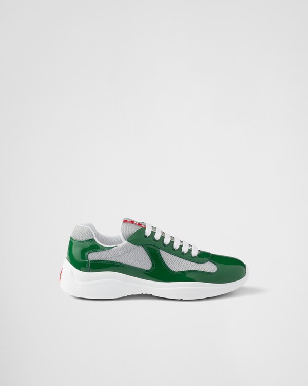 Sneakers Prada America’s Cup en cuir verni et tissu technique - Vert / Argent Sneakers Prada America’s Cup en cuir verni et tissu technique - Vert / Argent
