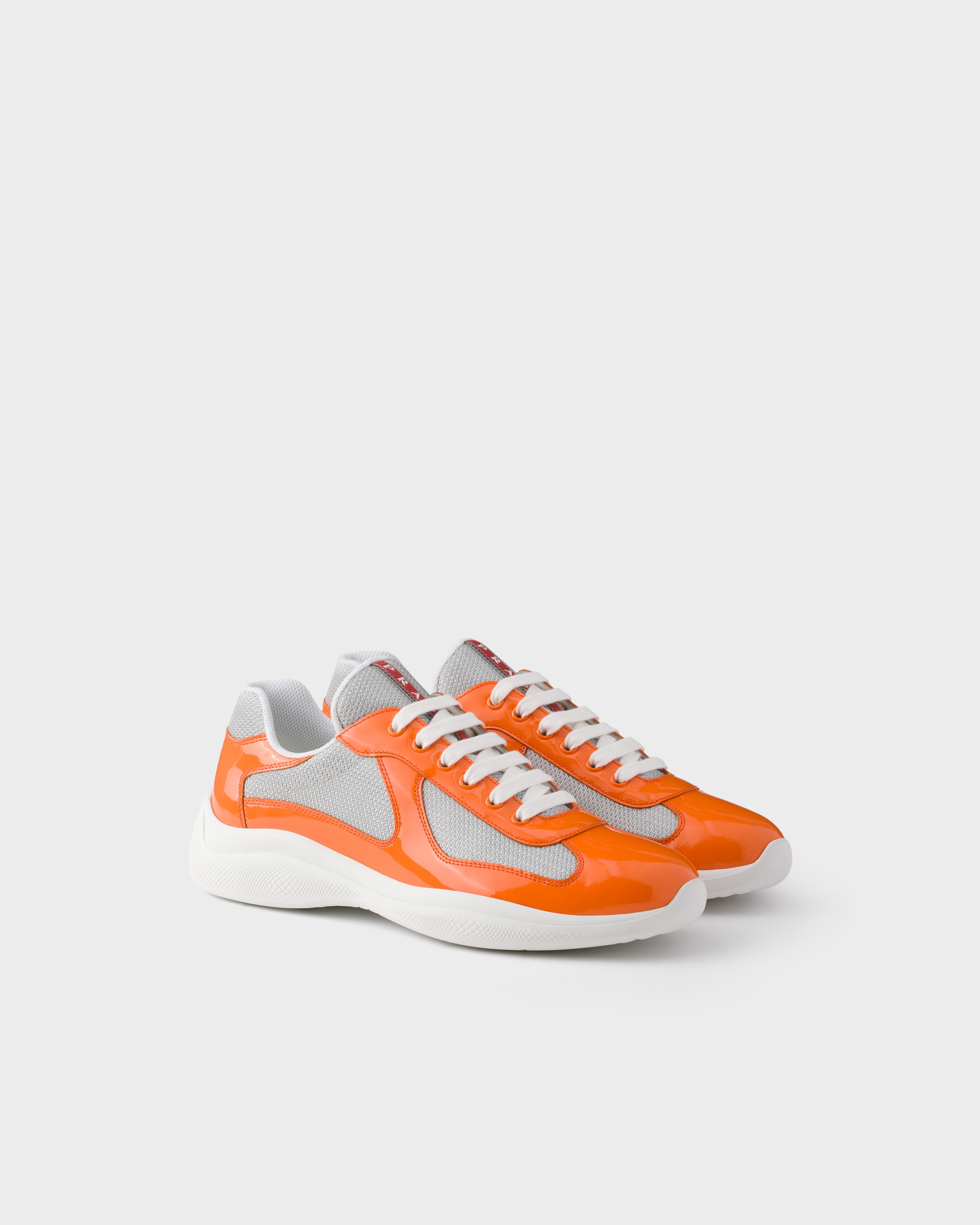 Papaya/Silver Patent leather and technical fabric Prada America's