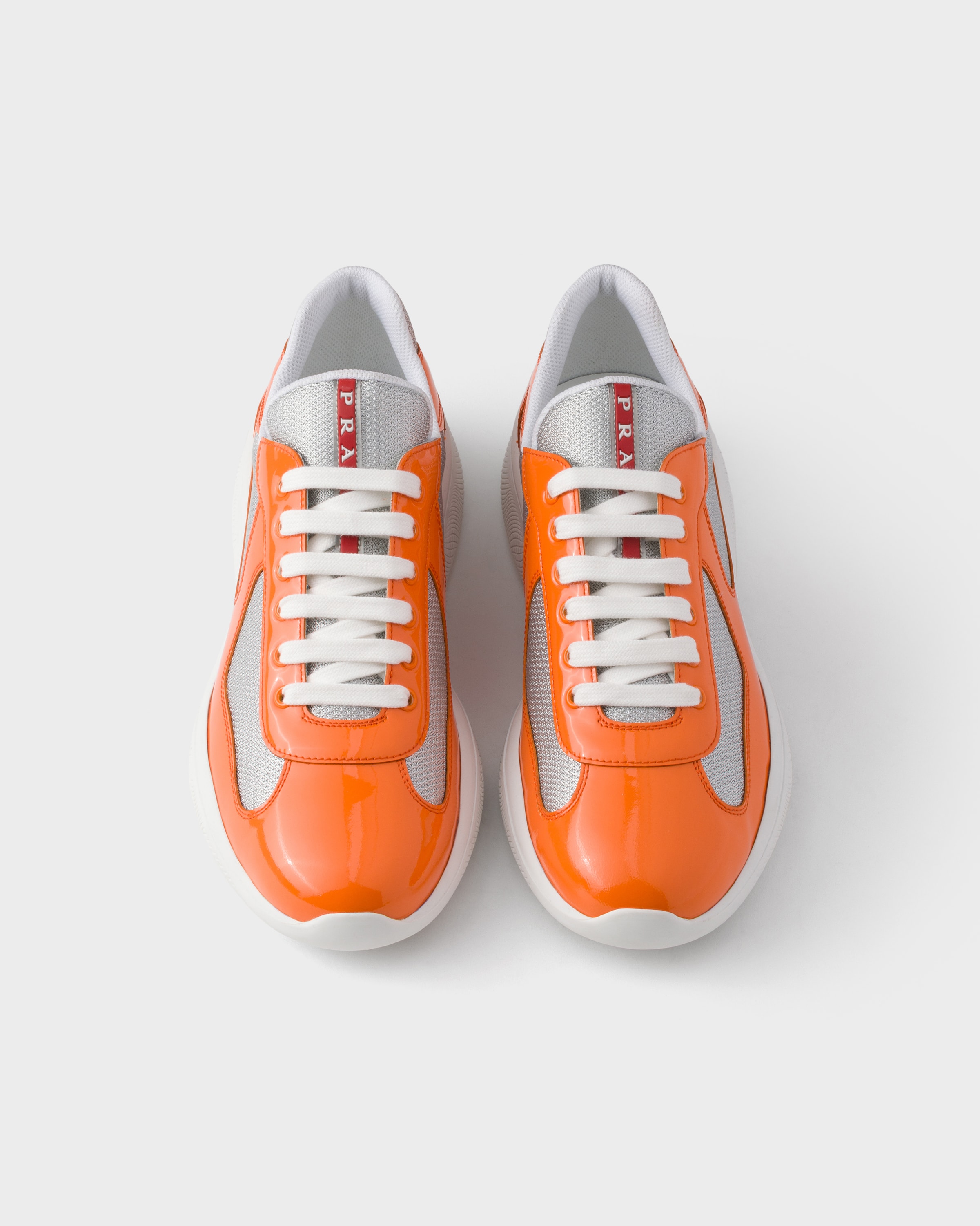 Papaya/silver Patent Leather And Technical Fabric Prada America's