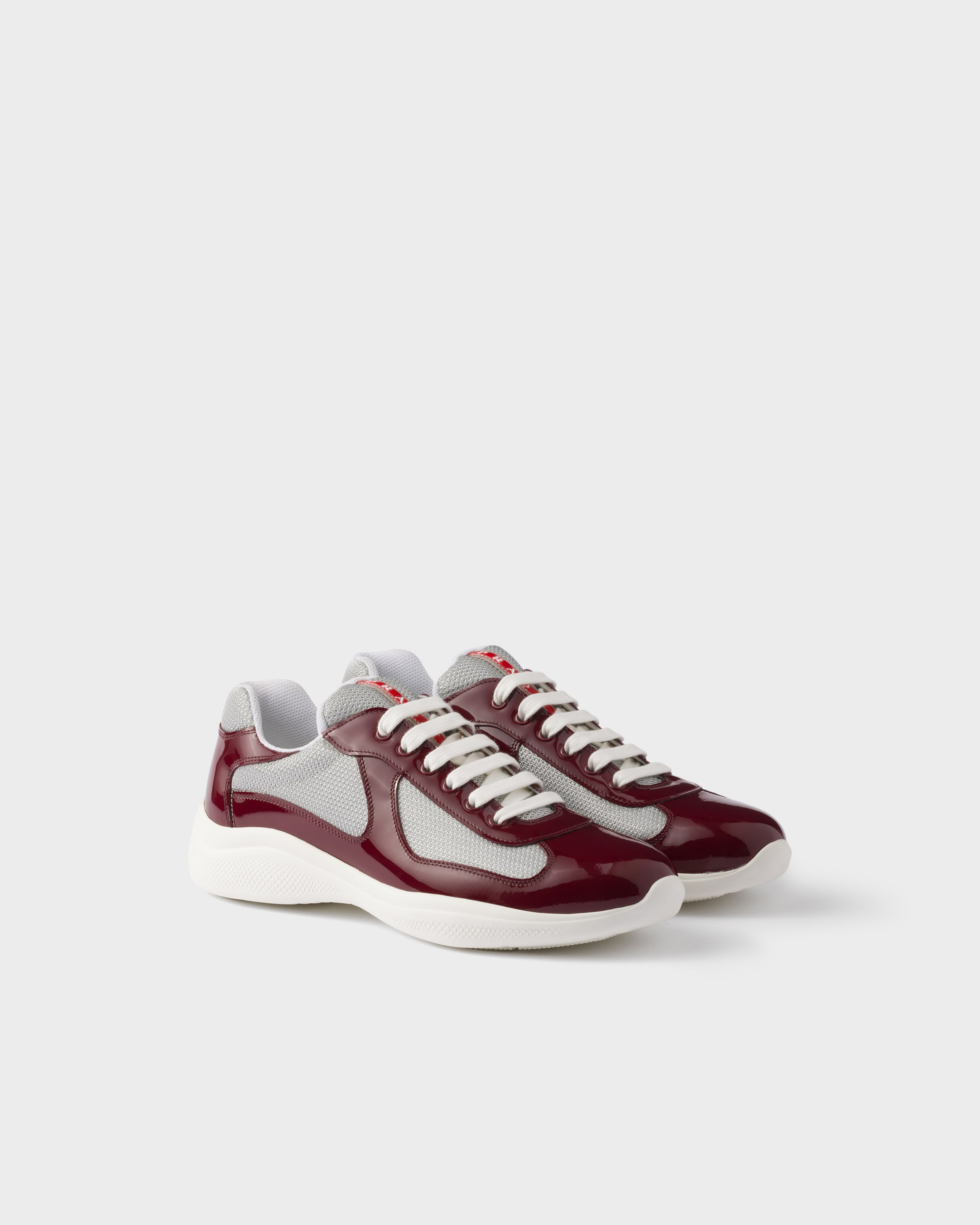 Burgundy-Silver Patent leather and technical fabric Prada